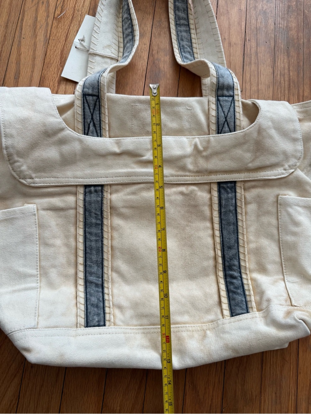 Free People Canvas Tote Bag with Contrast Straps - Cream - Picture 9 of 10